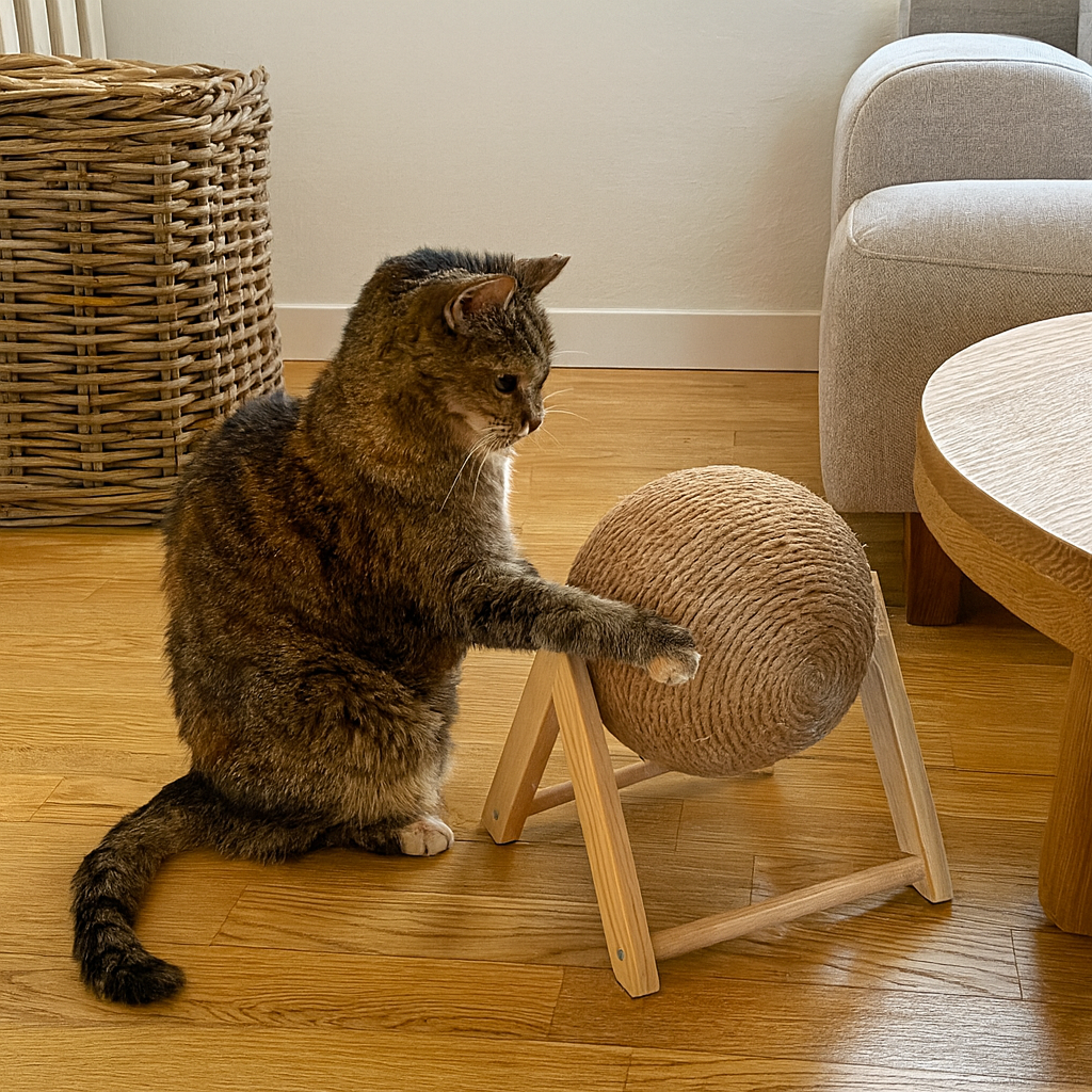 Kradsebold til katte med sisal-reb – sjov leg og sunde kløer