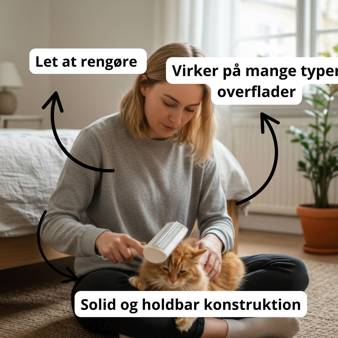 Pelsfjerner og opsamlet kattehår – nem tømning og genanvendelighed