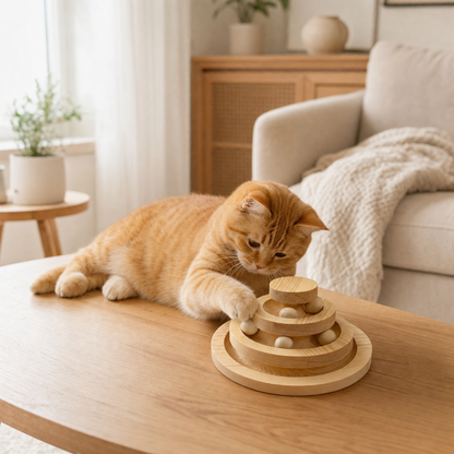 3-lags kugle-legetaarn i trae - kat leger