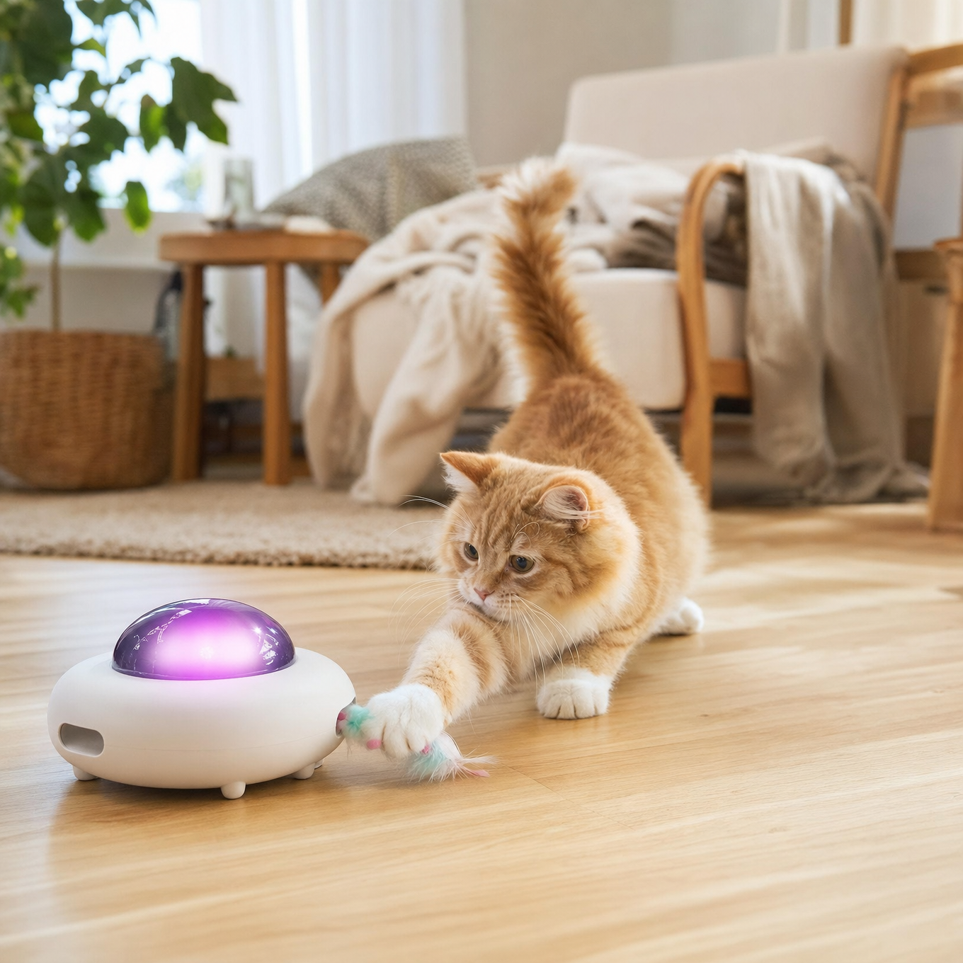 Interaktivt UFO legetoj - kat jager fjeren