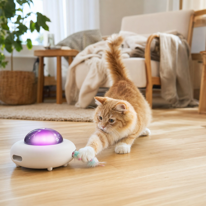 Interaktivt UFO legetoj - kat jager fjeren